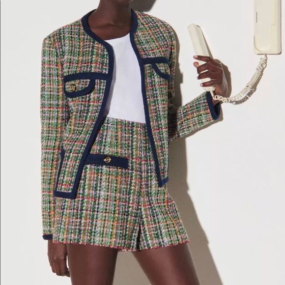 Sandro multicolor tweed high-waist shorts US 2-4 - Picture 1 of 10